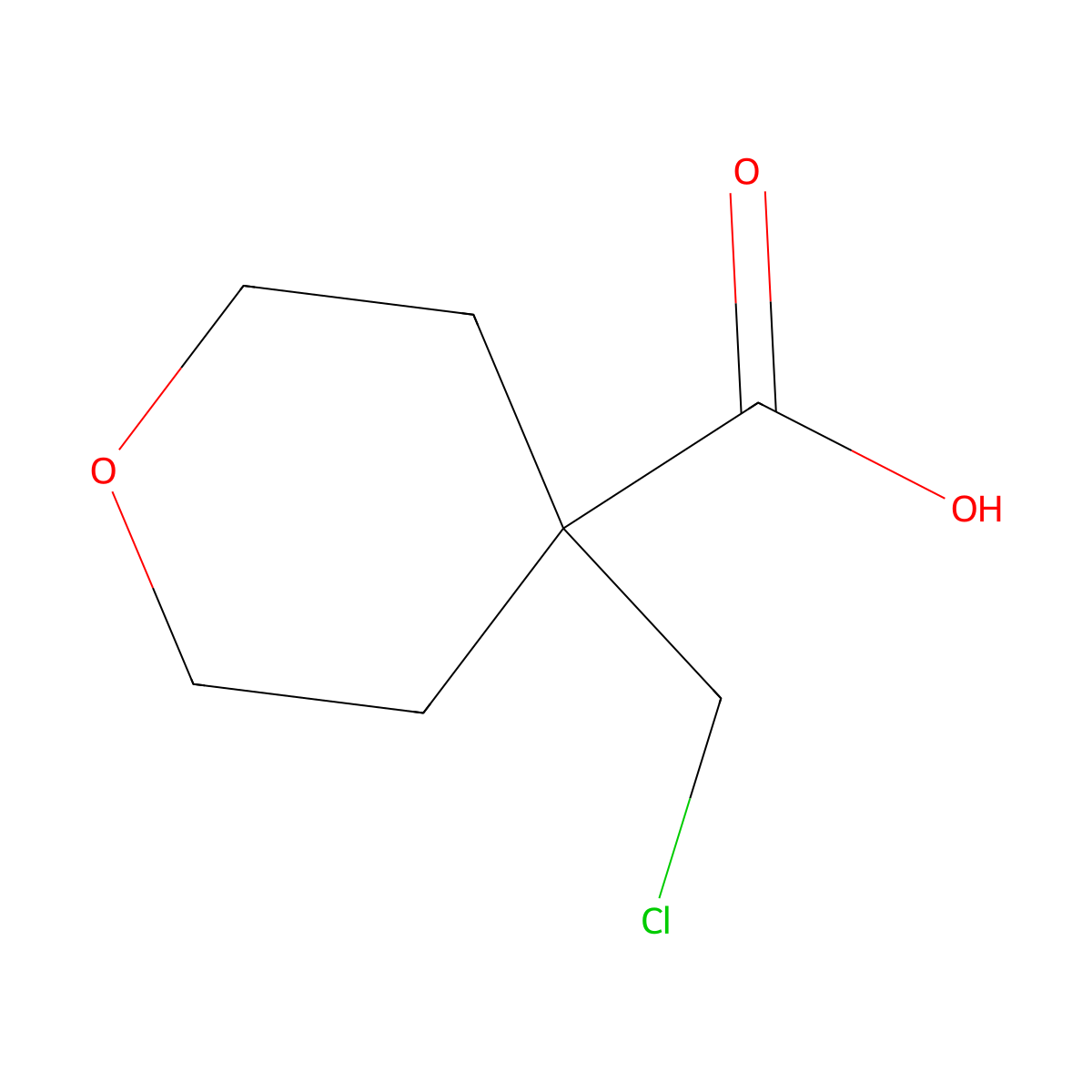 4-(Chloromethyl)oxane-4-carboxylic acid molecular structure, CAS 2385902-80-5