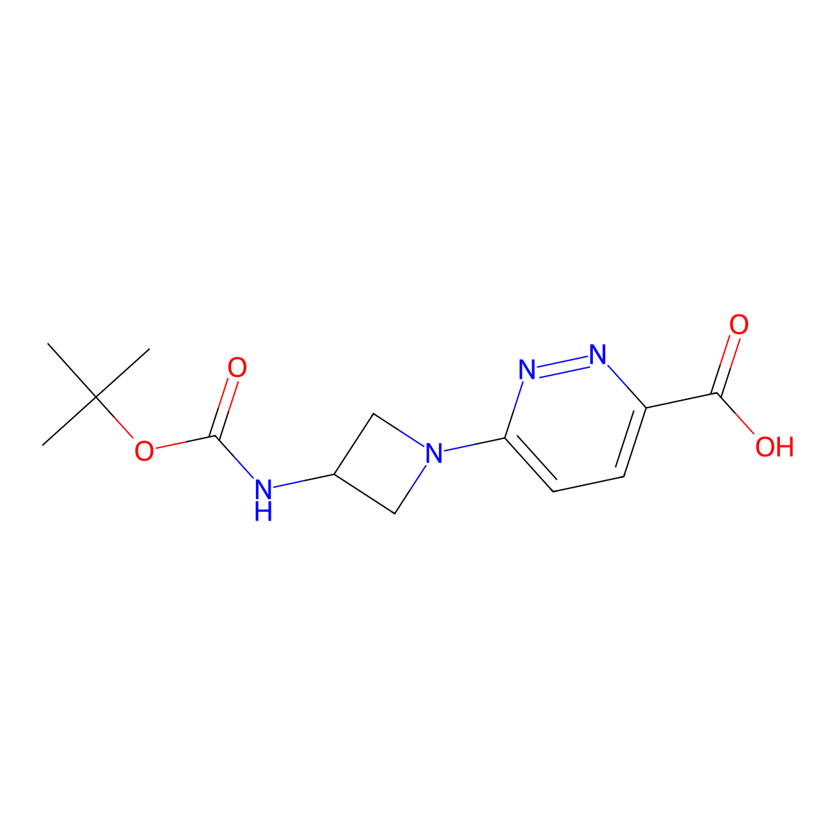 6-(3-{[(Tert-butoxy)carbonyl]amino}azetidin-1-yl)pyridazine-3-carboxylic acid molecular structure, CAS 2385902-91-8