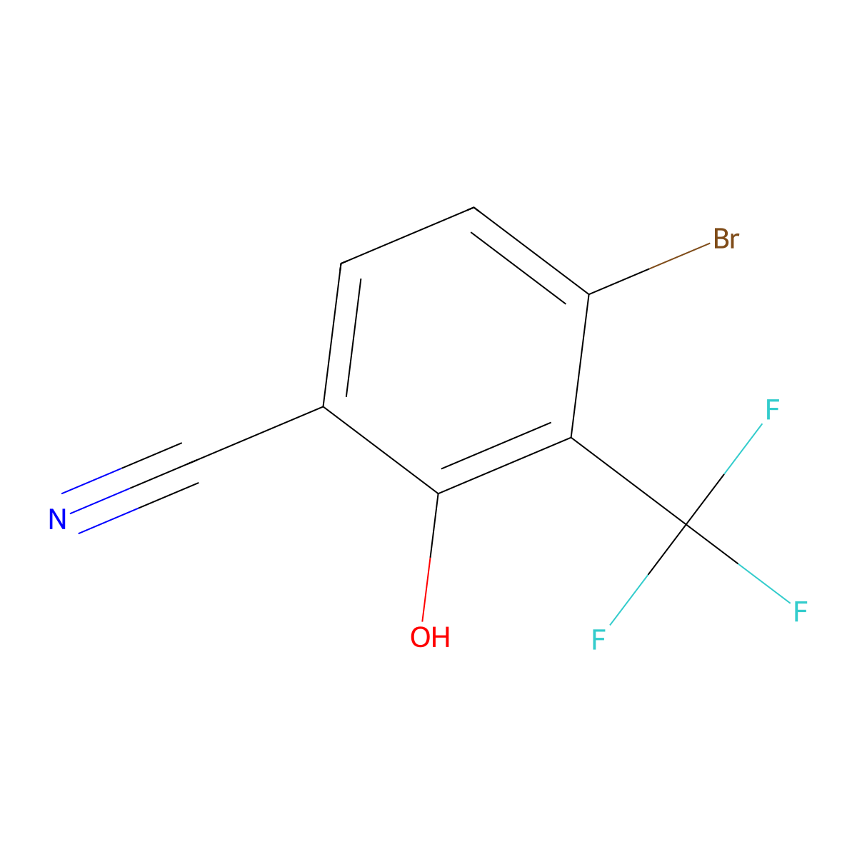 4-Bromo-2-hydroxy-3-(trifluoromethyl)benzonitrile molecular structure, CAS 2385907-25-3