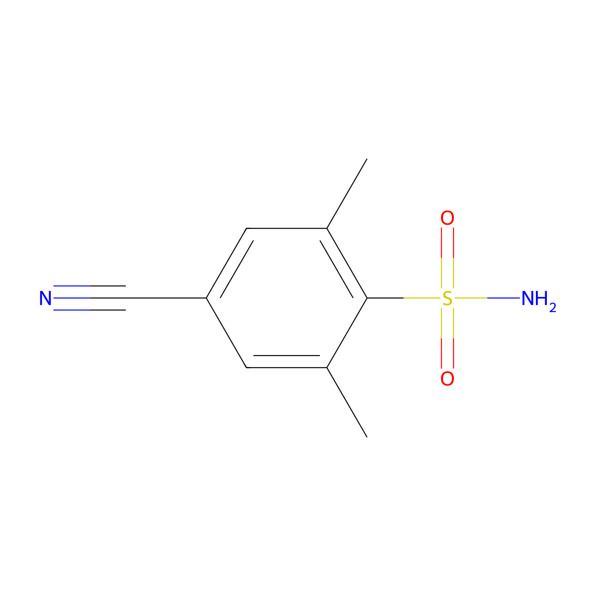 4-Cyano-2,6-dimethylbenzene-1-sulfonamide molecular structure, CAS 2385907-79-7