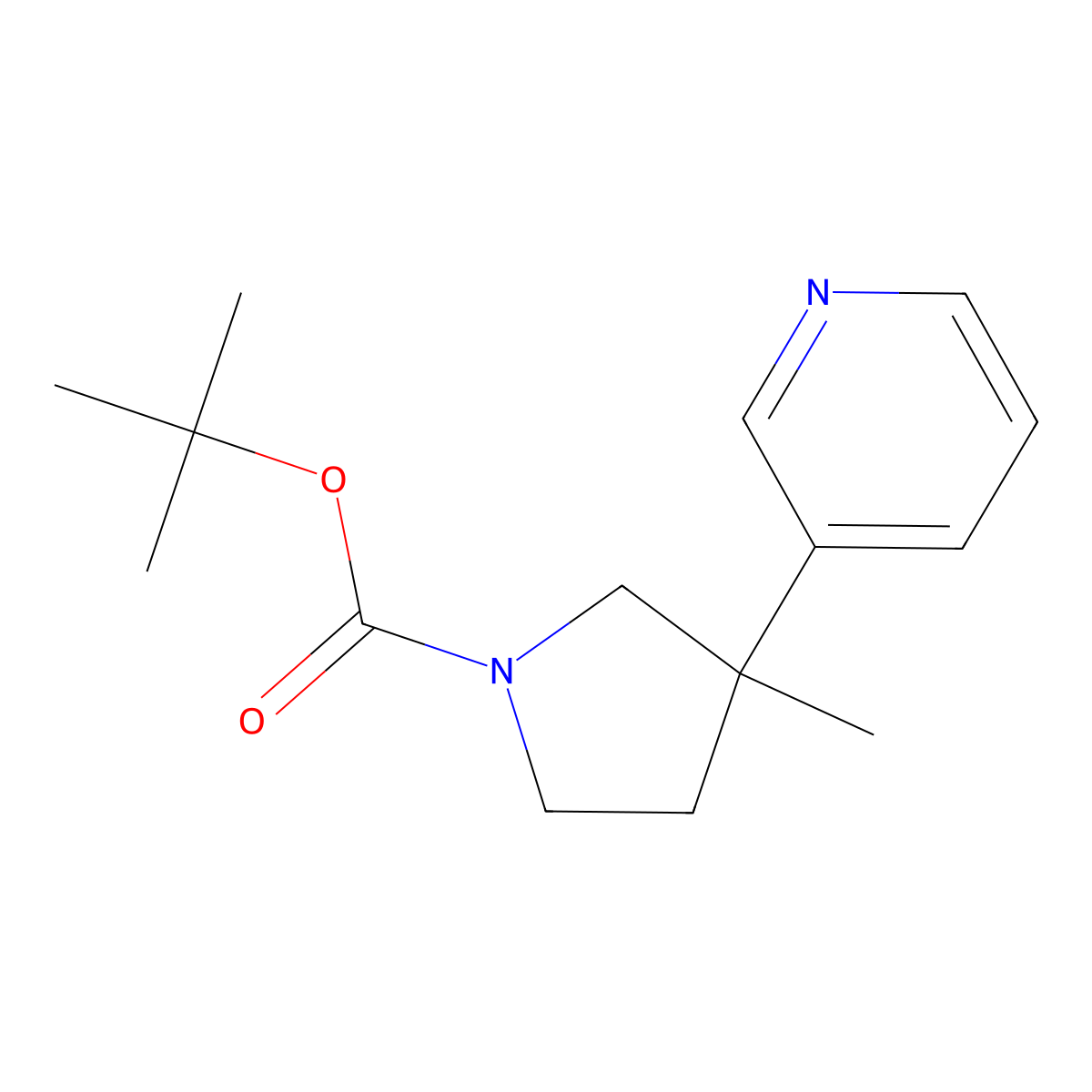 tert-Butyl 3-methyl-3-(pyridin-3-yl)pyrrolidine-1-carboxylate molecular structure, CAS 2385914-98-5