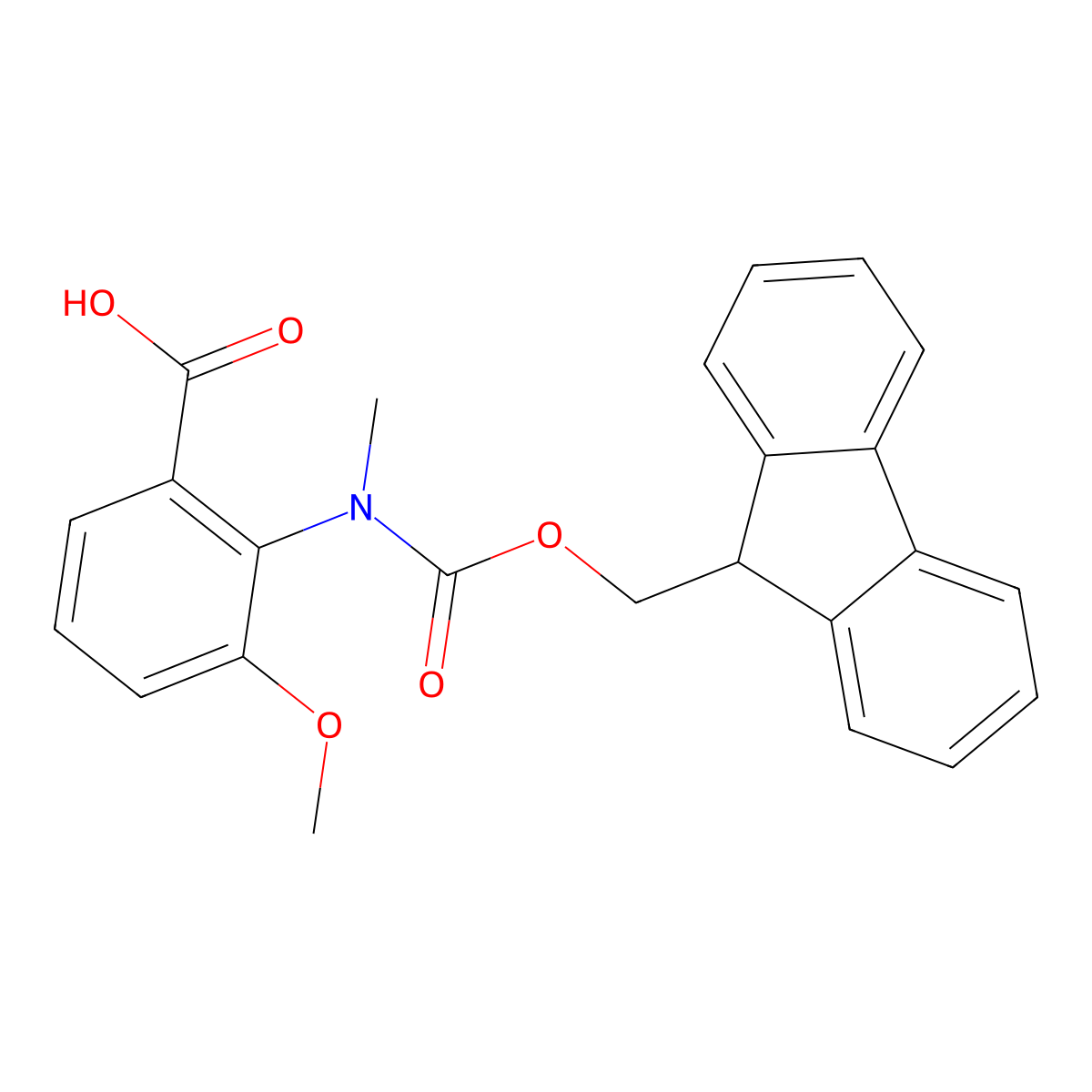 2-({[(9H-fluoren-9-yl)methoxy]carbonyl}(methyl)amino)-3-methoxybenzoic acid molecular structure, CAS 2385920-60-3
