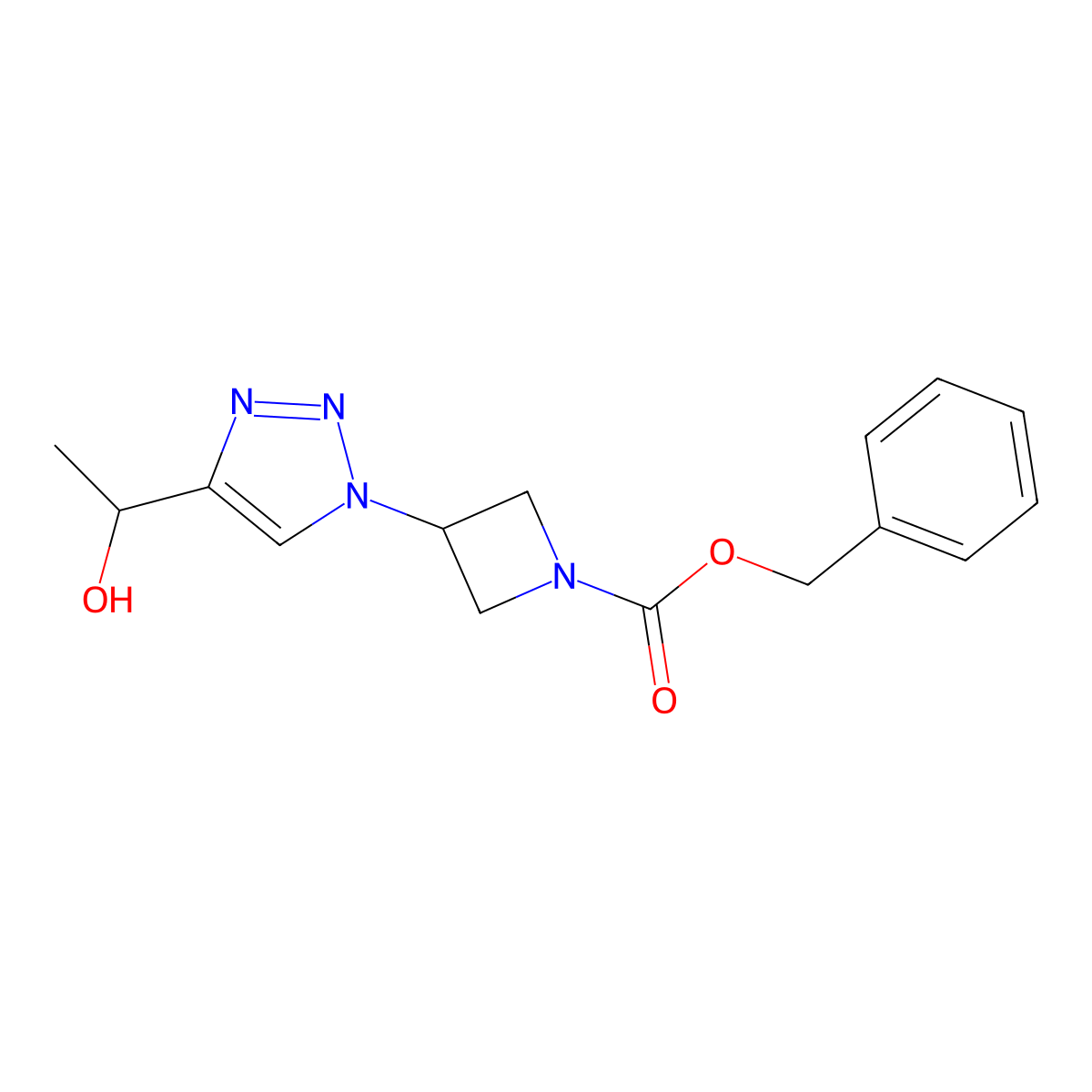 benzyl 3-[4-(1-hydroxyethyl)-1H-1,2,3-triazol-1-yl]azetidine-1-carboxylate molecular structure, CAS 2385921-77-5