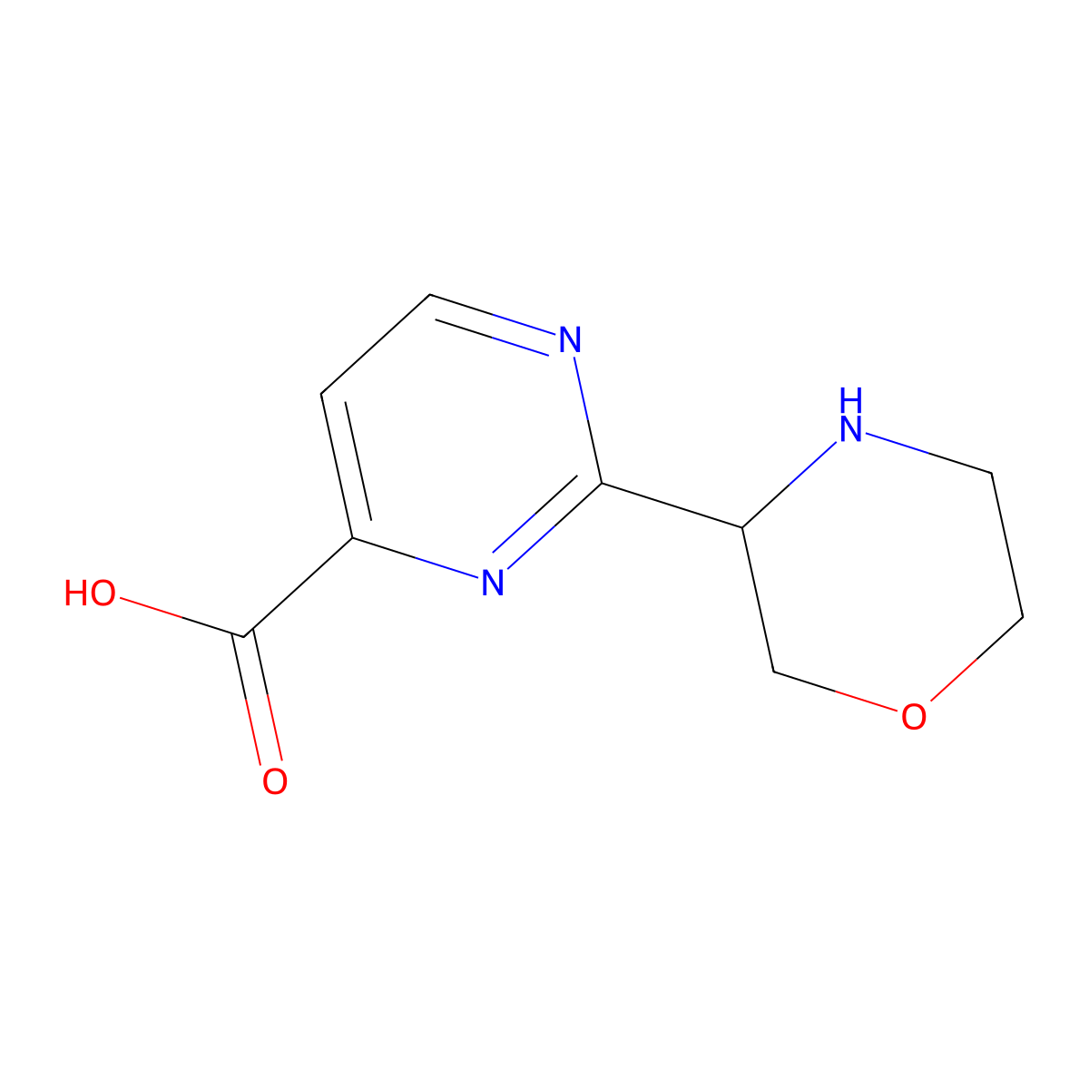 2-(Morpholin-3-yl)pyrimidine-4-carboxylic acid molecular structure, CAS 2385923-85-1