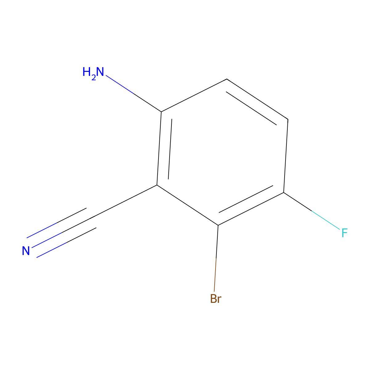 6-Amino-2-bromo-3-fluorobenzonitrile molecular structure, CAS 2385927-39-7
