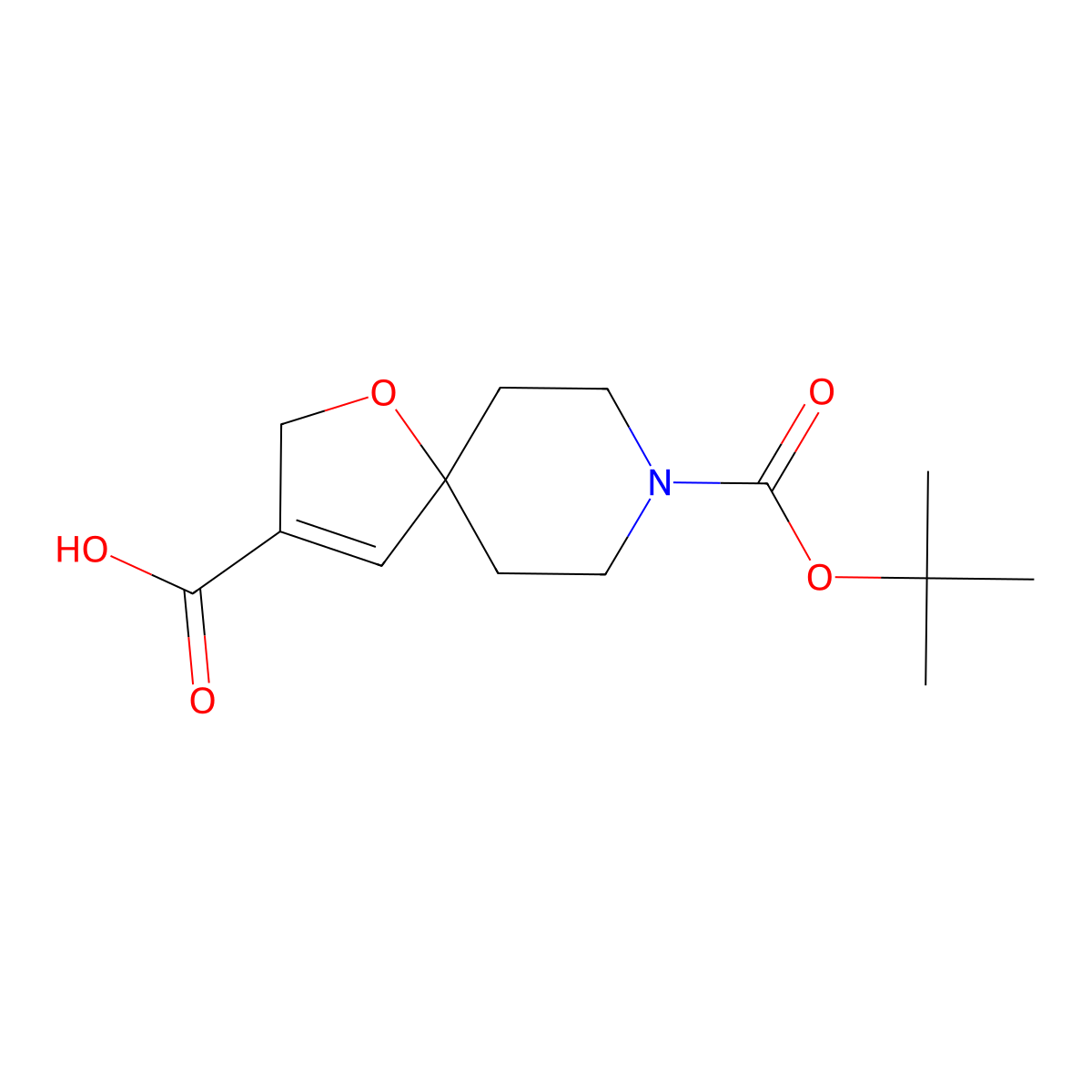 8-[(Tert-butoxy)carbonyl]-1-oxa-8-azaspiro[4.5]dec-3-ene-3-carboxylic acid molecular structure, CAS 2385932-68-1