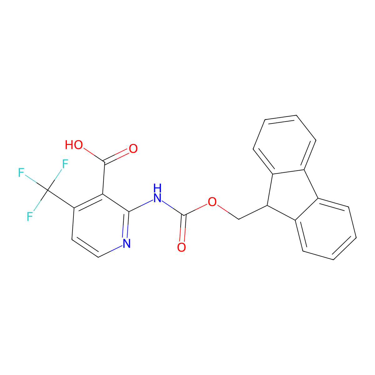 2-({[(9H-fluoren-9-yl)methoxy]carbonyl}amino)-4-(trifluoromethyl)pyridine-3-carboxylic acid molecular structure, CAS 2385935-02-2