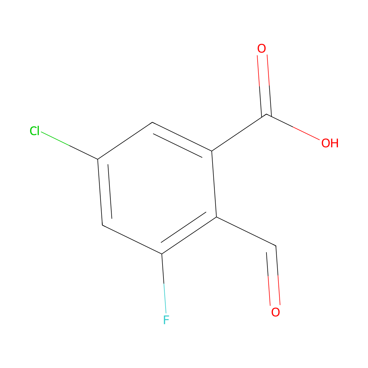 5-Chloro-3-fluoro-2-formylbenzoic acid molecular structure, CAS 2385935-19-1