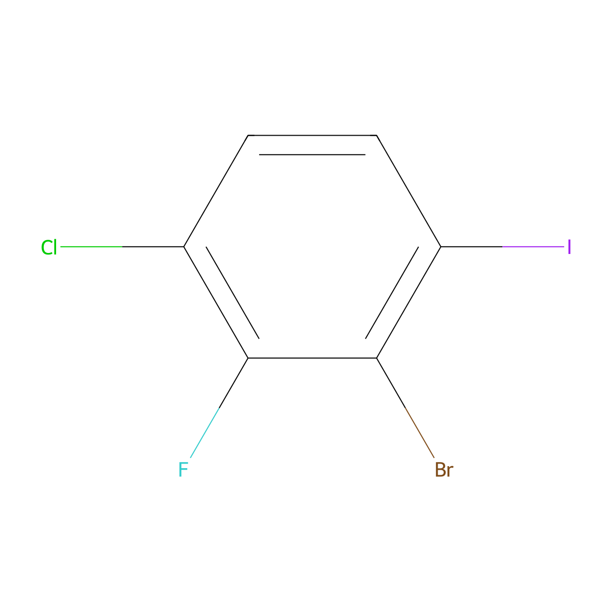 2-Bromo-4-chloro-3-fluoro-1-iodobenzene molecular structure, CAS 2385938-72-5