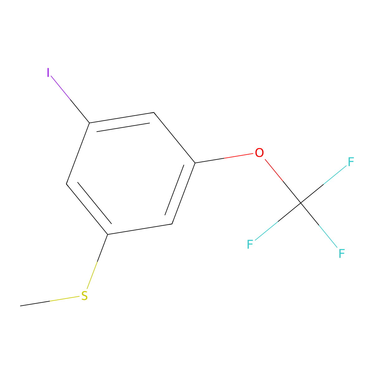 (3-Iodo-5-(trifluoromethoxy)phenyl)(methyl)sulfane molecular structure, CAS 2385946-14-3
