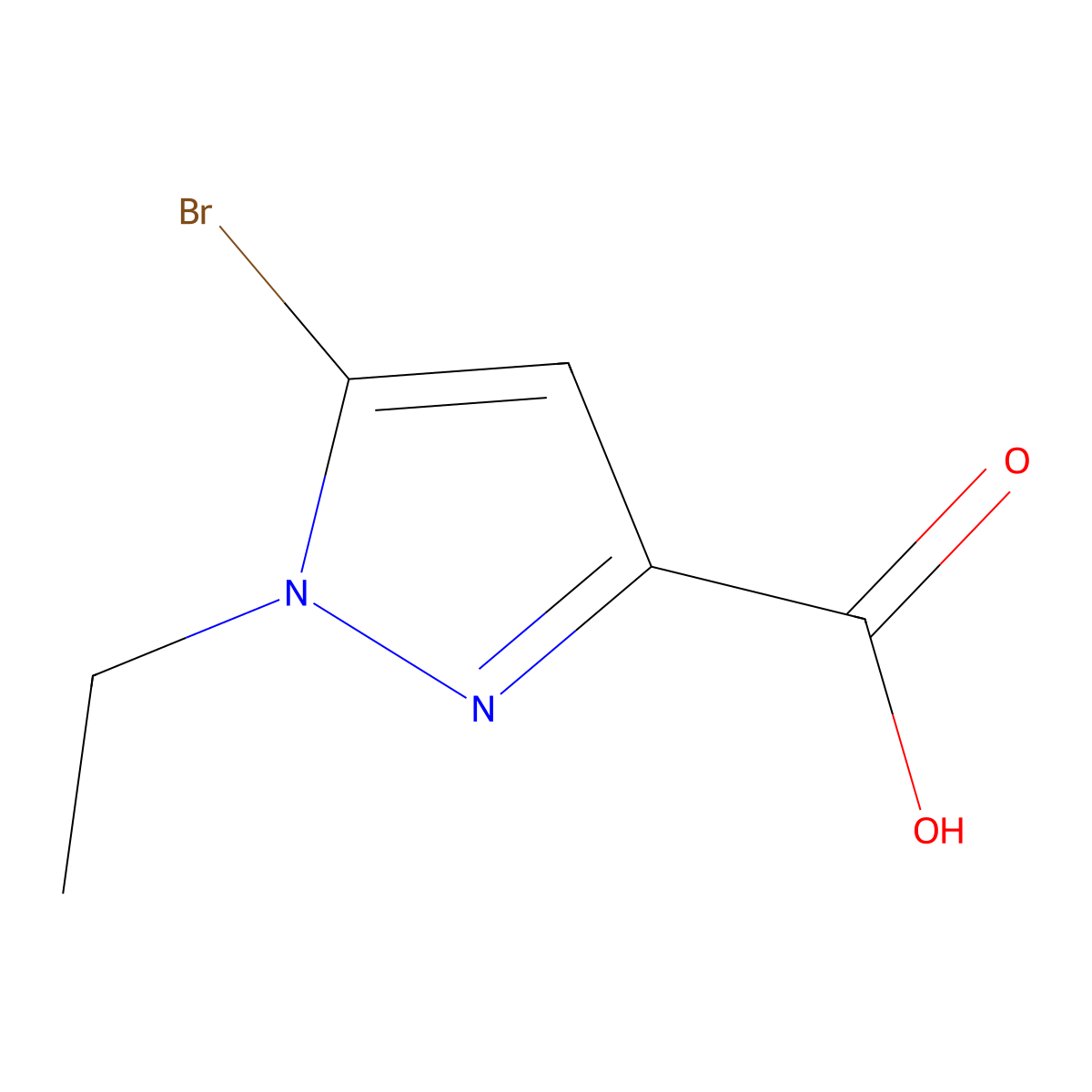 5-bromo-1-ethyl-1H-pyrazole-3-carboxylic acid molecular structure, CAS 2385950-17-2
