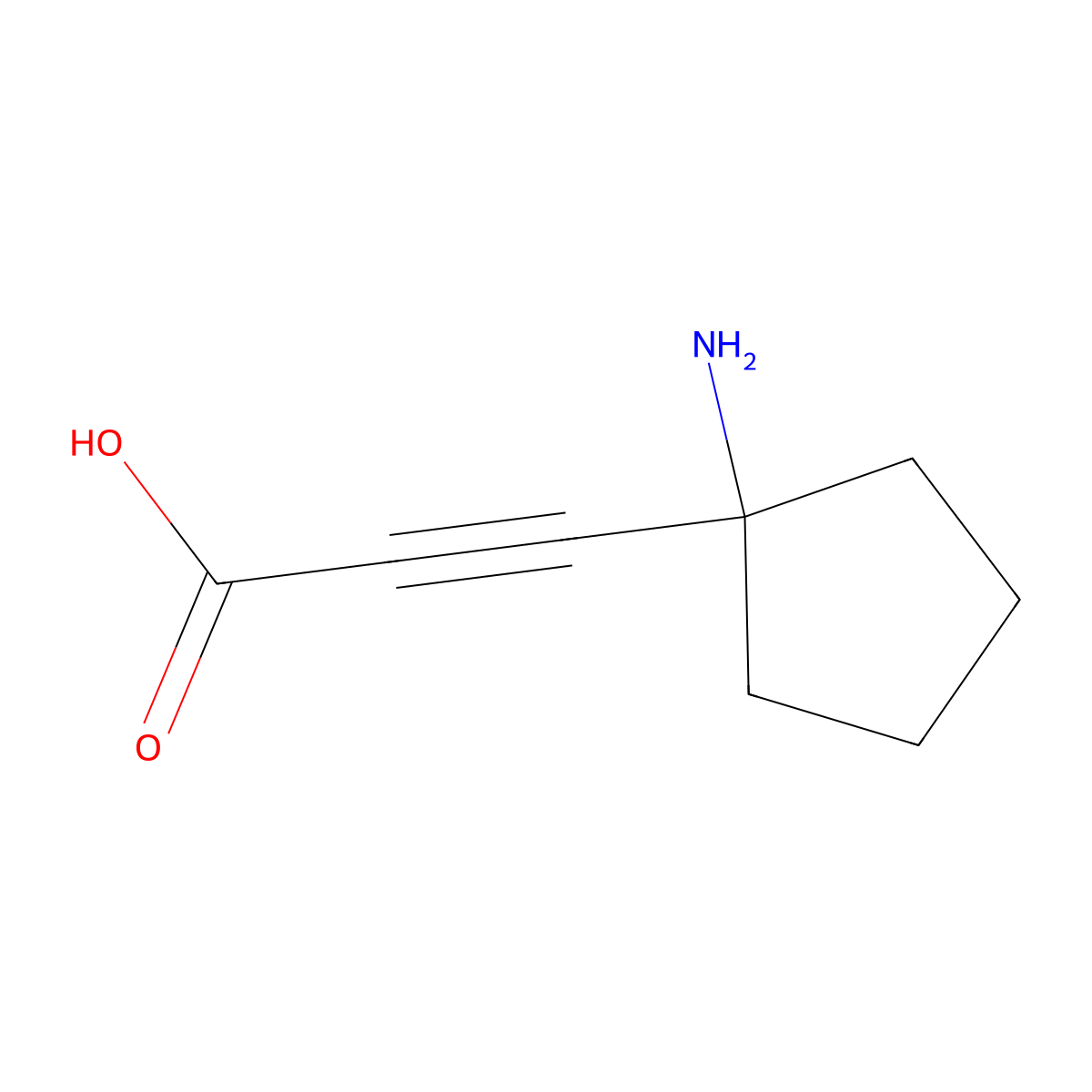 3-(1-Aminocyclopentyl)prop-2-ynoic acid molecular structure, CAS 2385952-53-2