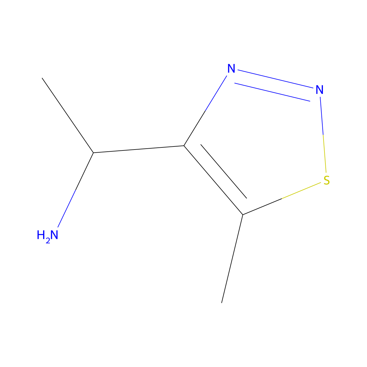 1-(5-Methyl-1,2,3-thiadiazol-4-yl)ethan-1-amine molecular structure, CAS 2385962-29-6