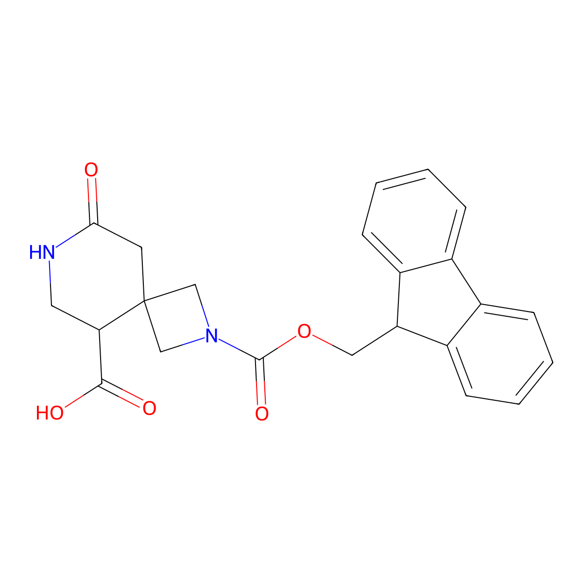 2-(9H-Fluoren-9-ylmethoxycarbonyl)-8-oxo-2,7-diazaspiro[3.5]nonane-5-carboxylic acid molecular structure, CAS 2385966-40-3