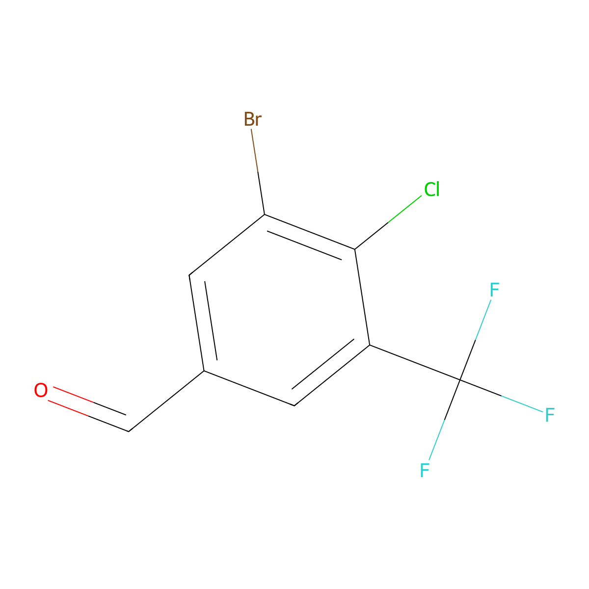 3-Bromo-4-chloro-5-(trifluoromethyl)benzaldehyde molecular structure, CAS 2385966-70-9