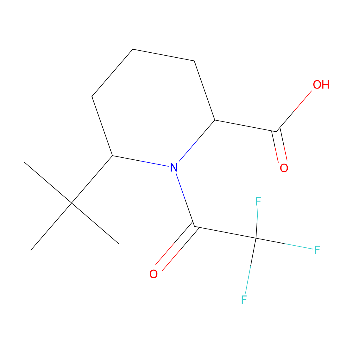 6-Tert-butyl-1-(trifluoroacetyl)piperidine-2-carboxylic acid molecular structure, CAS 2385968-56-7