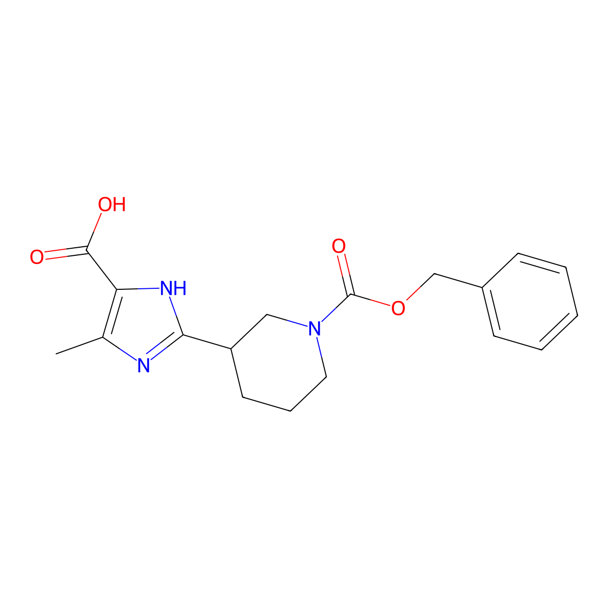 2-{1-[(benzyloxy)carbonyl]piperidin-3-yl}-4-methyl-1H-imidazole-5-carboxylic acid molecular structure, CAS 2385990-27-0