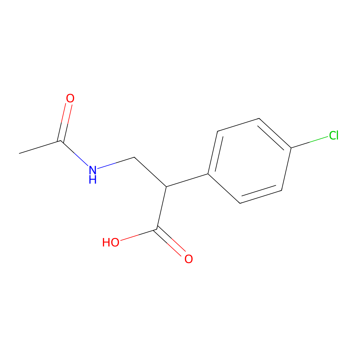 2-(4-Chlorophenyl)-3-acetamidopropanoic acid molecular structure, CAS 2385990-75-8
