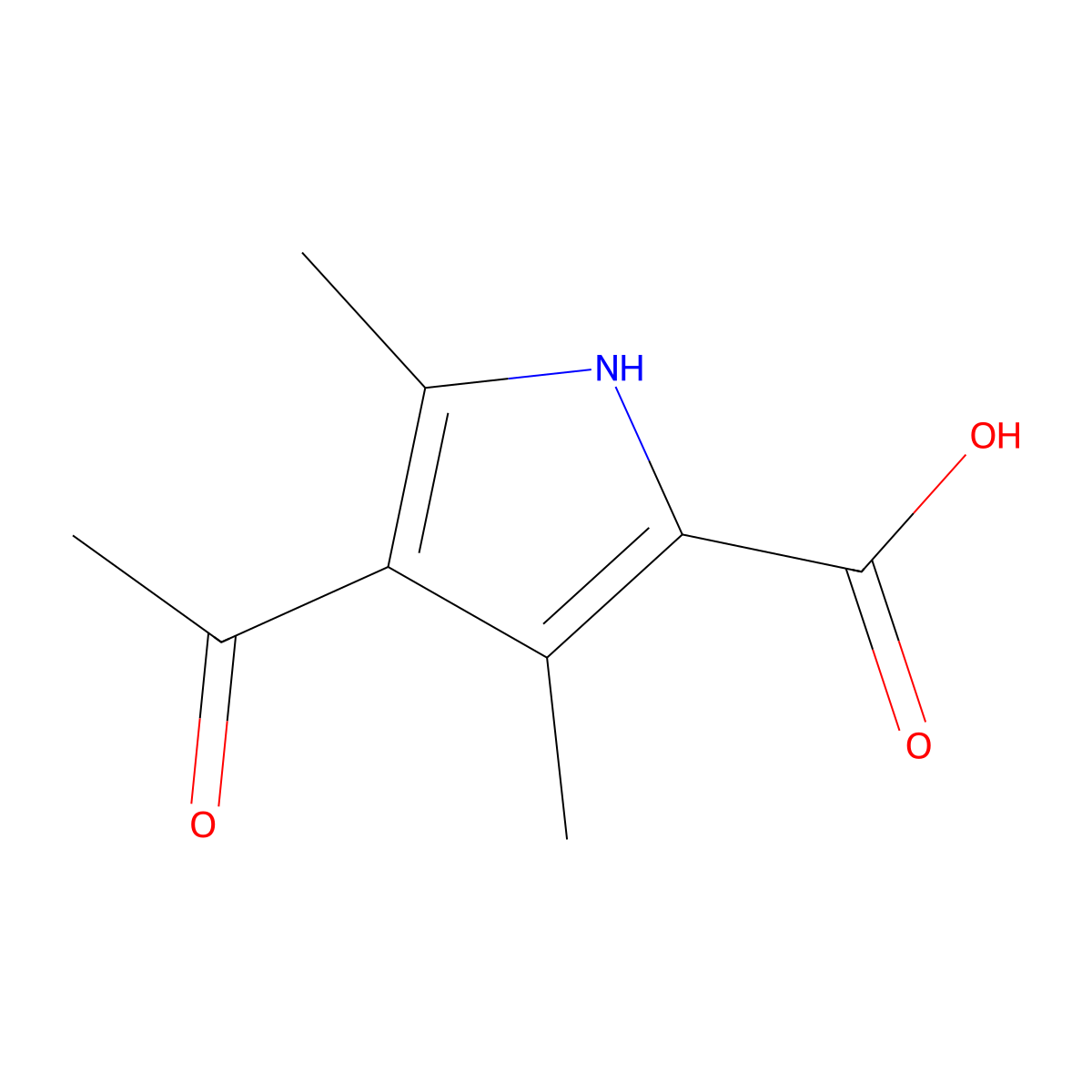 4-Acetyl-3,5-dimethyl-1H-pyrrole-2-carboxylic acid molecular structure, CAS 2386-28-9