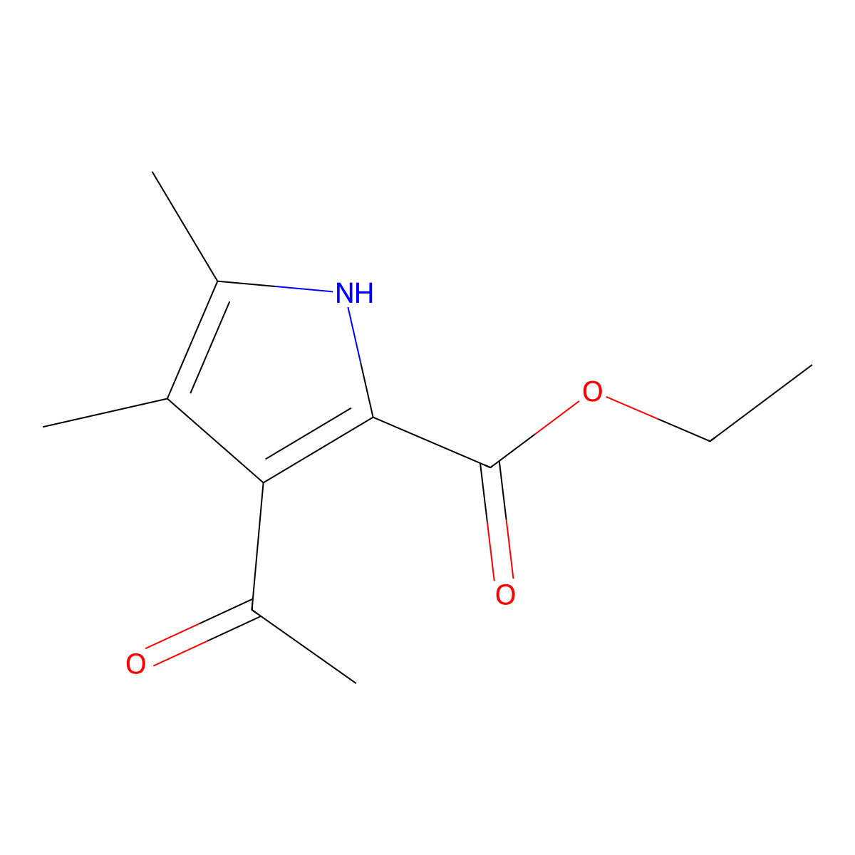 Ethyl 3-acetyl-4,5-dimethyl-1H-pyrrole-2-carboxylate molecular structure, CAS 2386-32-5
