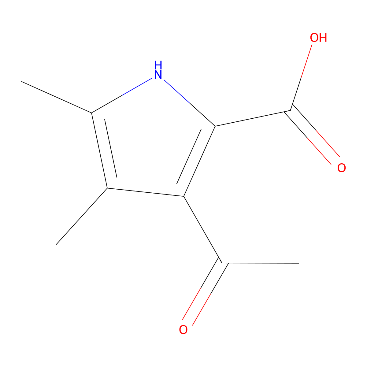 3-Acetyl-4,5-dimethyl-1H-pyrrole-2-carboxylic acid molecular structure, CAS 2386-33-6