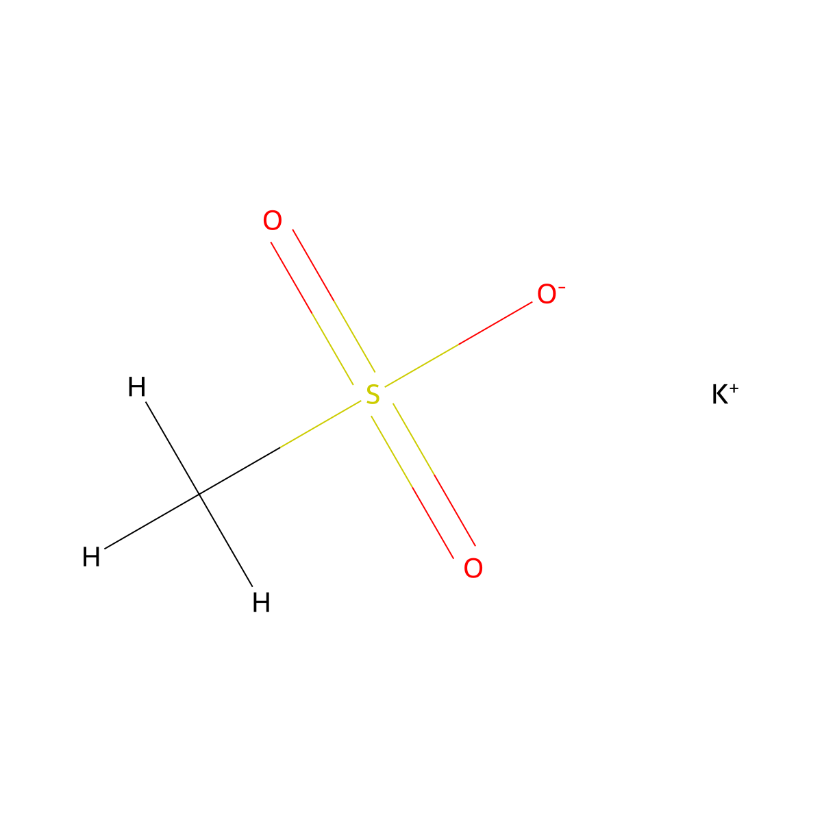 potassium methanesulfonate molecular structure, CAS 2386-56-3