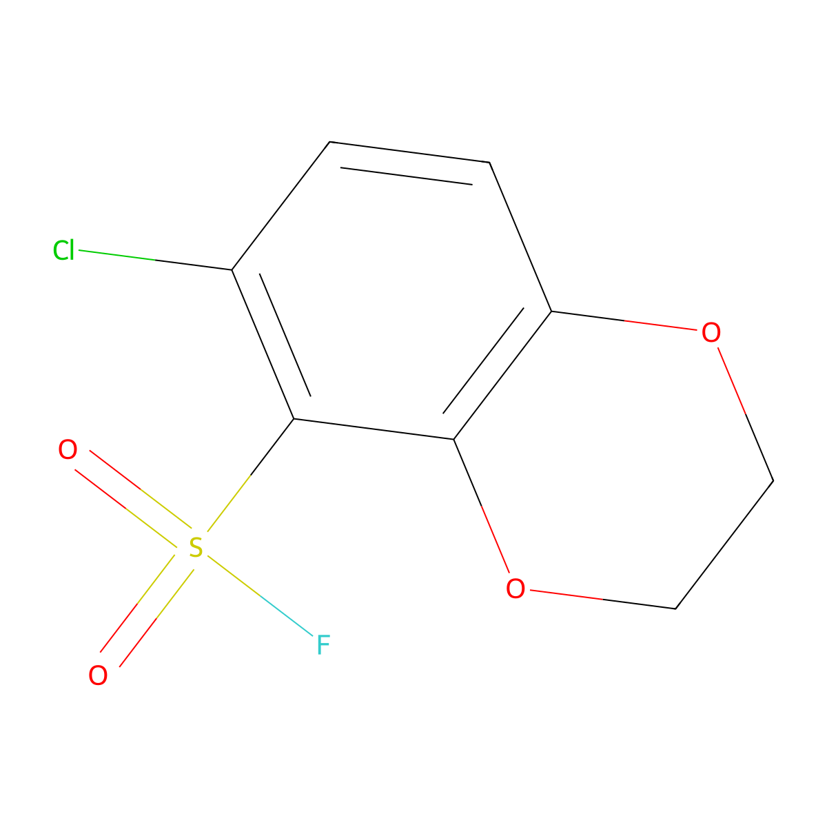 6-Chloro-2,3-dihydro-1,4-benzodioxine-5-sulfonyl fluoride molecular structure, CAS 2386002-56-6