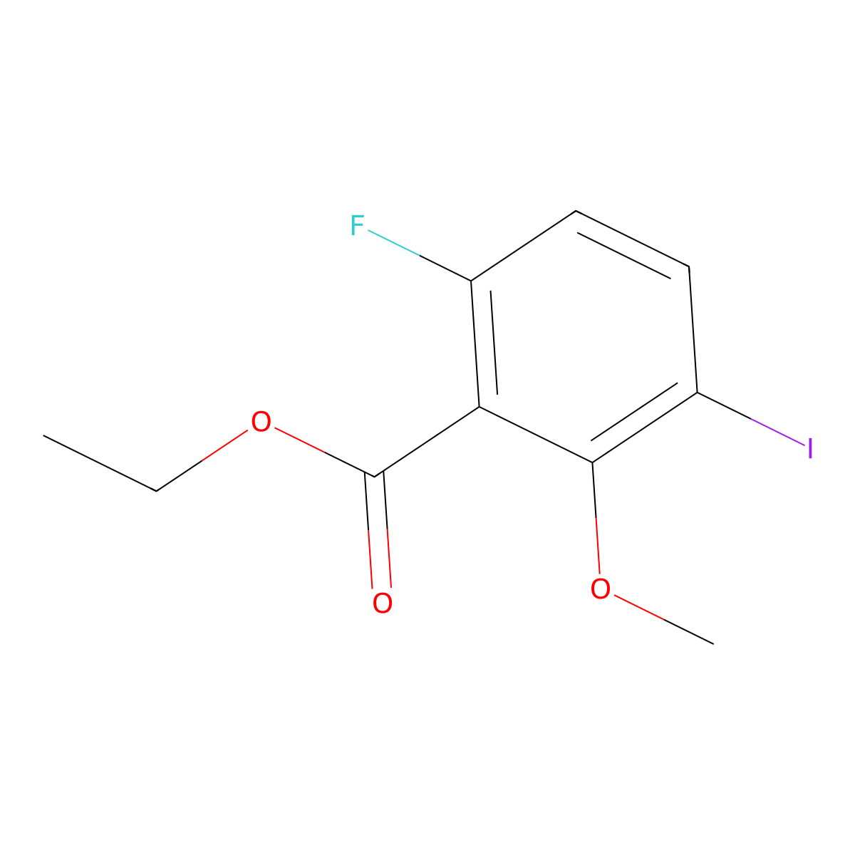 Ethyl 6-fluoro-3-iodo-2-methoxybenzoate molecular structure, CAS 2386006-73-9