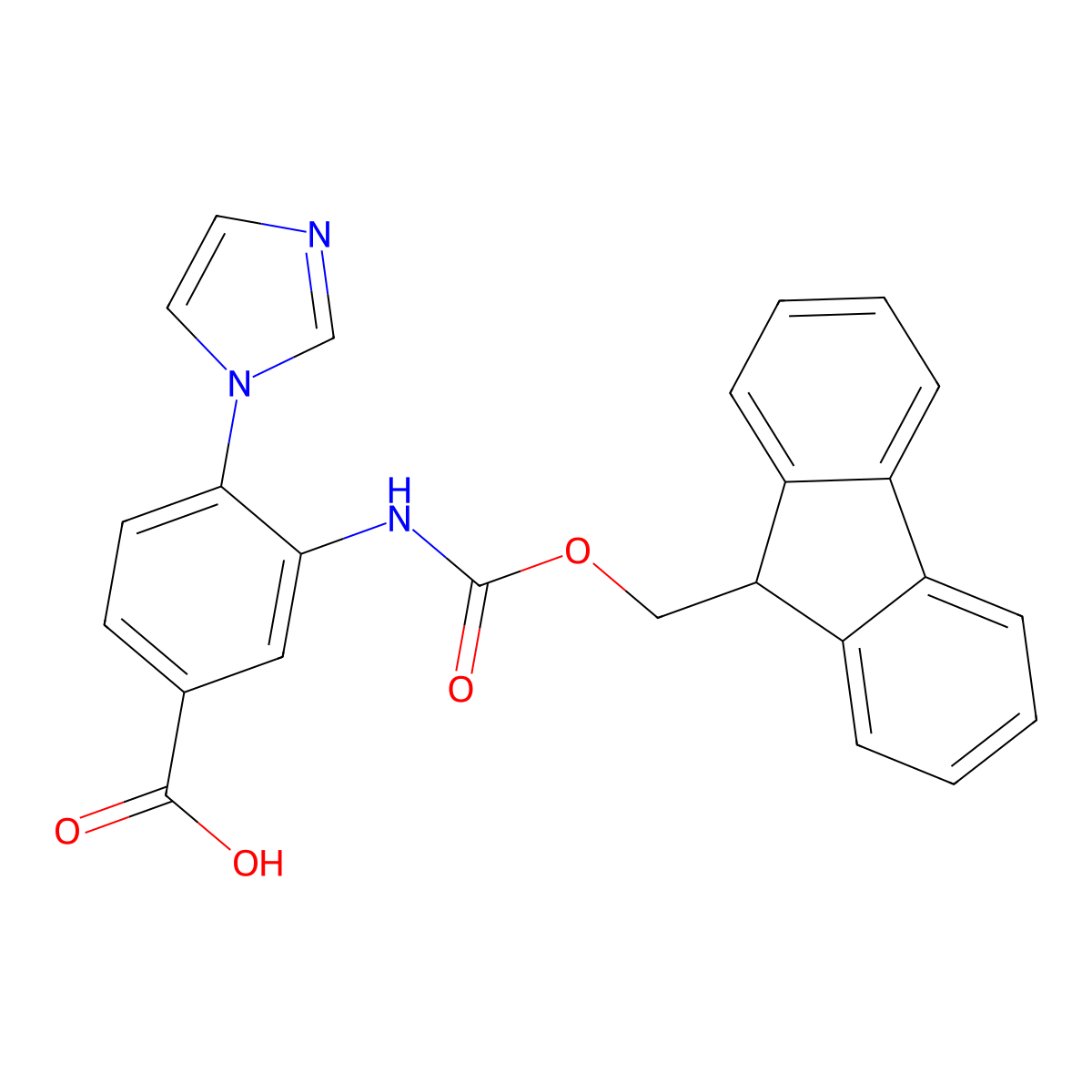 3-({[(9H-fluoren-9-yl)methoxy]carbonyl}amino)-4-(1H-imidazol-1-yl)benzoic acid molecular structure, CAS 2386027-50-3