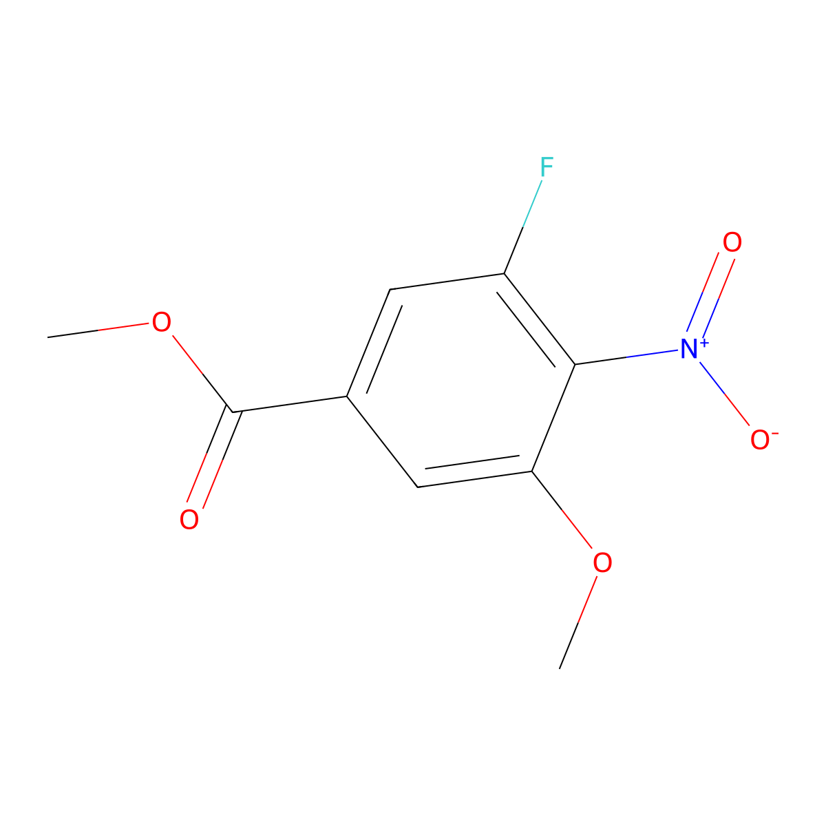 Methyl 3-fluoro-5-methoxy-4-nitrobenzoate molecular structure, CAS 2386031-71-4