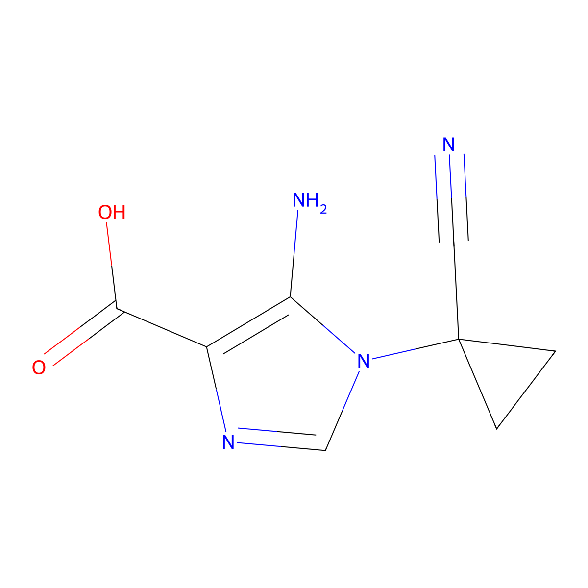 5-amino-1-(1-cyanocyclopropyl)-1H-imidazole-4-carboxylic acid molecular structure, CAS 2386037-80-3