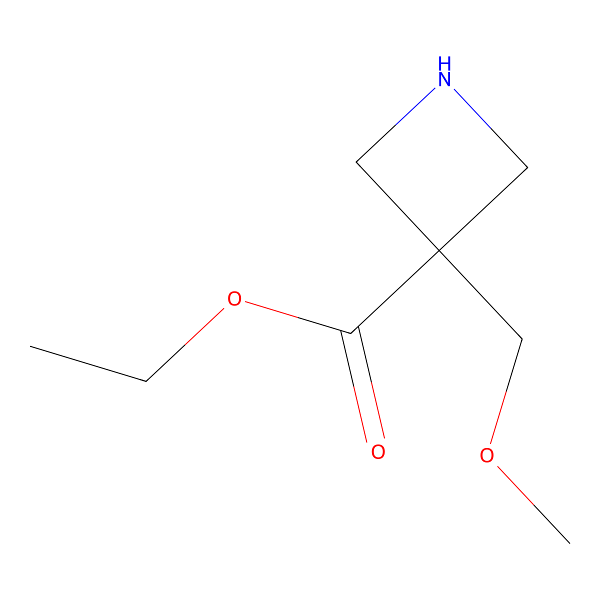 Ethyl 3-(methoxymethyl)azetidine-3-carboxylate molecular structure, CAS 2386055-61-2