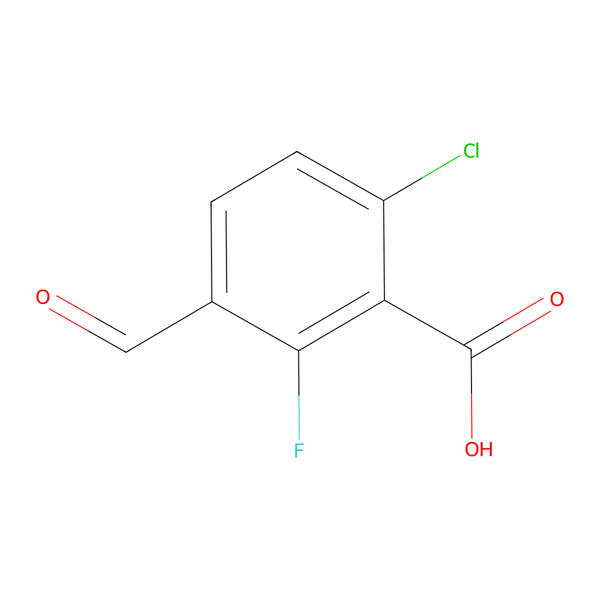 6-Chloro-2-fluoro-3-formylbenzoic acid molecular structure, CAS 2386056-75-1