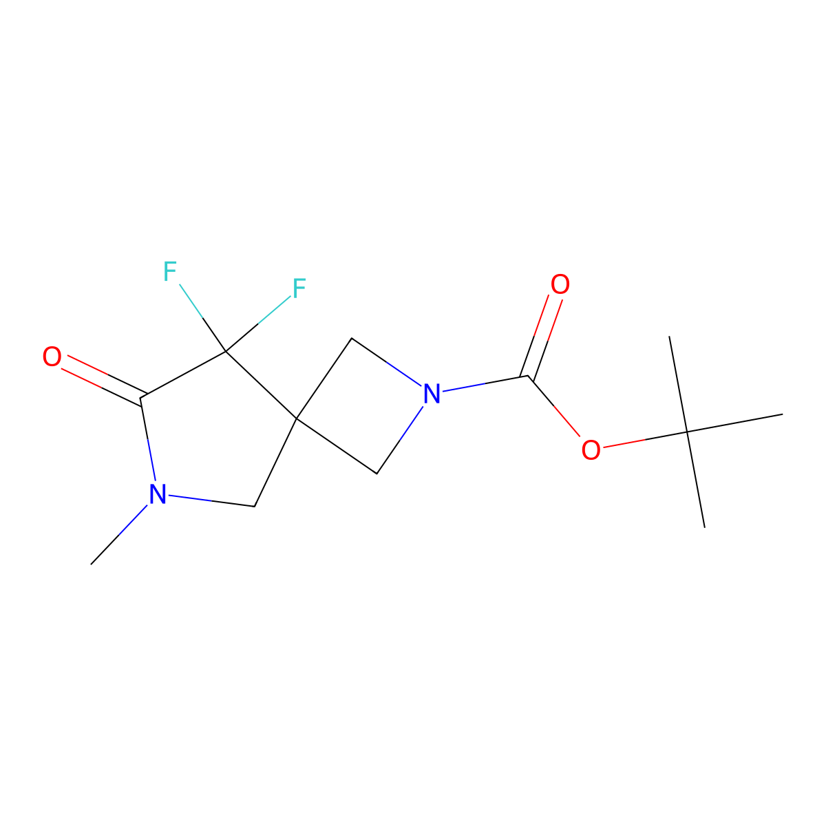 Tert-butyl 8,8-difluoro-6-methyl-7-oxo-2,6-diazaspiro[3.4]octane-2-carboxylate molecular structure, CAS 2386057-29-8