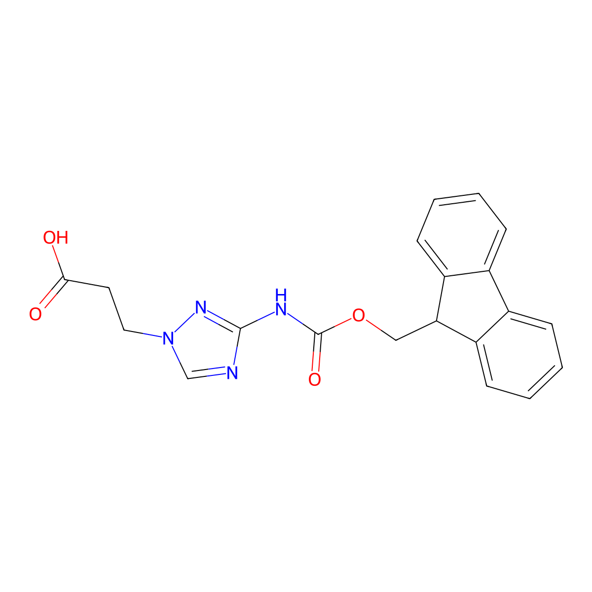 3-[3-({[(9H-fluoren-9-yl)methoxy]carbonyl}amino)-1H-1,2,4-triazol-1-yl]propanoic acid molecular structure, CAS 2386057-56-1