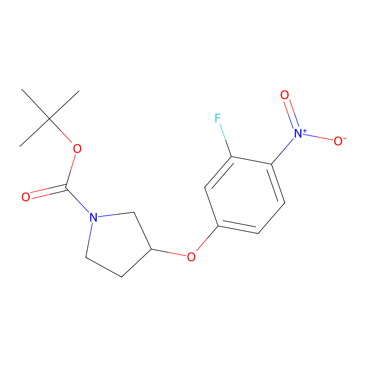 Tert-butyl 3-(3-fluoro-4-nitrophenoxy)pyrrolidine-1-carboxylate molecular structure, CAS 2386060-27-9