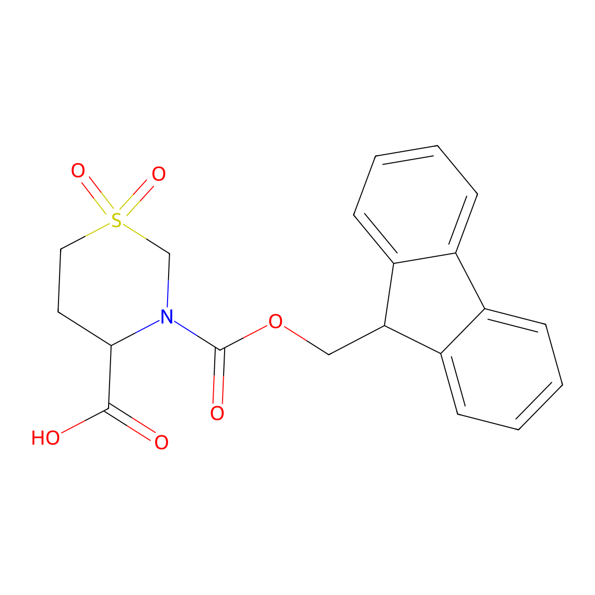 3-{[(9H-fluoren-9-yl)methoxy]carbonyl}-1,1-dioxo-1lambda6,3-thiazinane-4-carboxylic acid molecular structure, CAS 2386062-22-0