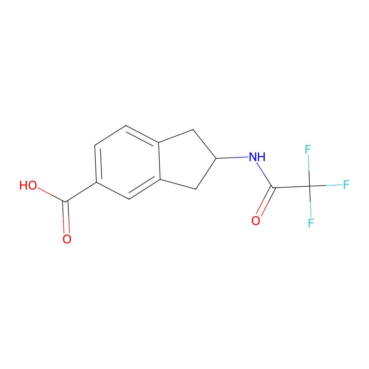 2-(trifluoroacetamido)-2,3-dihydro-1H-indene-5-carboxylic acid molecular structure, CAS 2386067-51-0