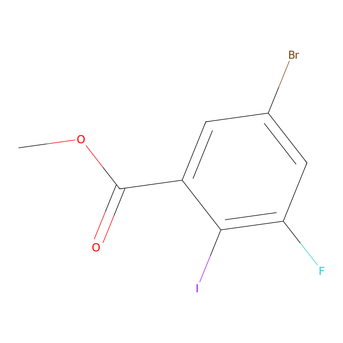 Methyl 5-bromo-3-fluoro-2-iodobenzoate molecular structure, CAS 2386072-67-7