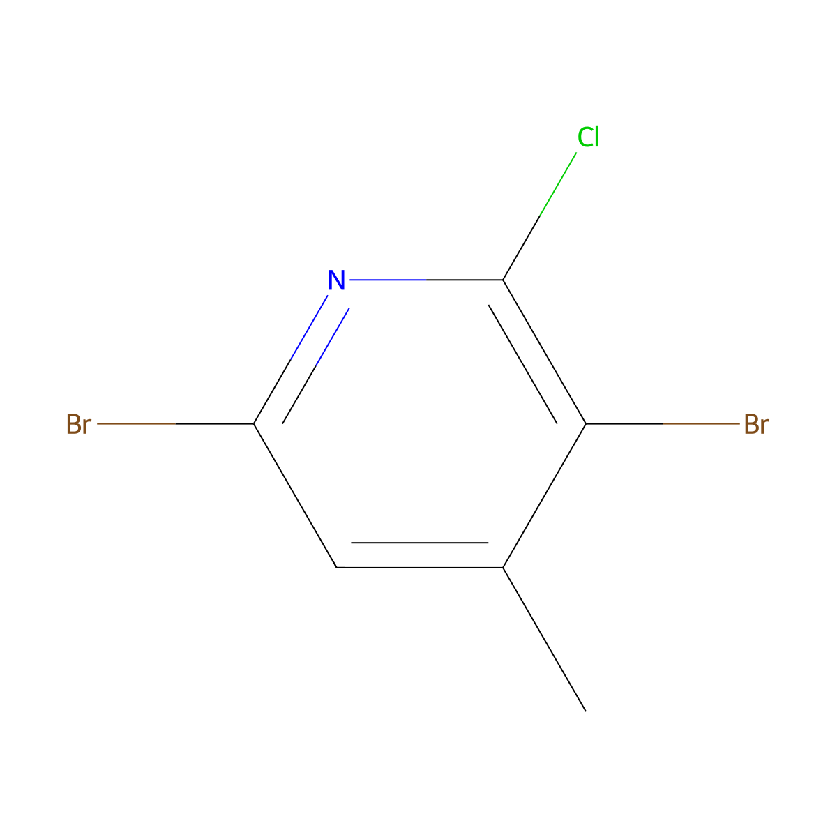 3,6-Dibromo-2-chloro-4-methylpyridine molecular structure, CAS 2386078-78-8