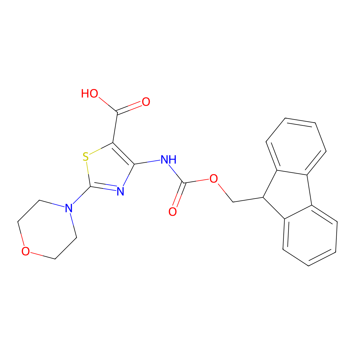 4-({[(9H-fluoren-9-yl)methoxy]carbonyl}amino)-2-(morpholin-4-yl)-1,3-thiazole-5-carboxylic acid molecular structure, CAS 2386081-70-3