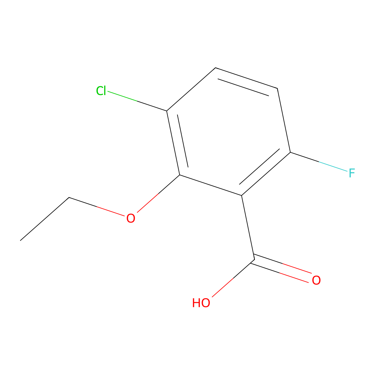 3-Chloro-2-ethoxy-6-fluorobenzoic acid molecular structure, CAS 2386086-92-4