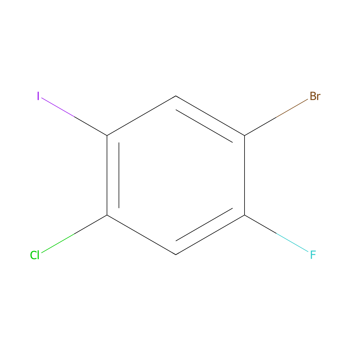 1-Bromo-4-chloro-2-fluoro-5-iodobenzene molecular structure, CAS 2386089-00-3