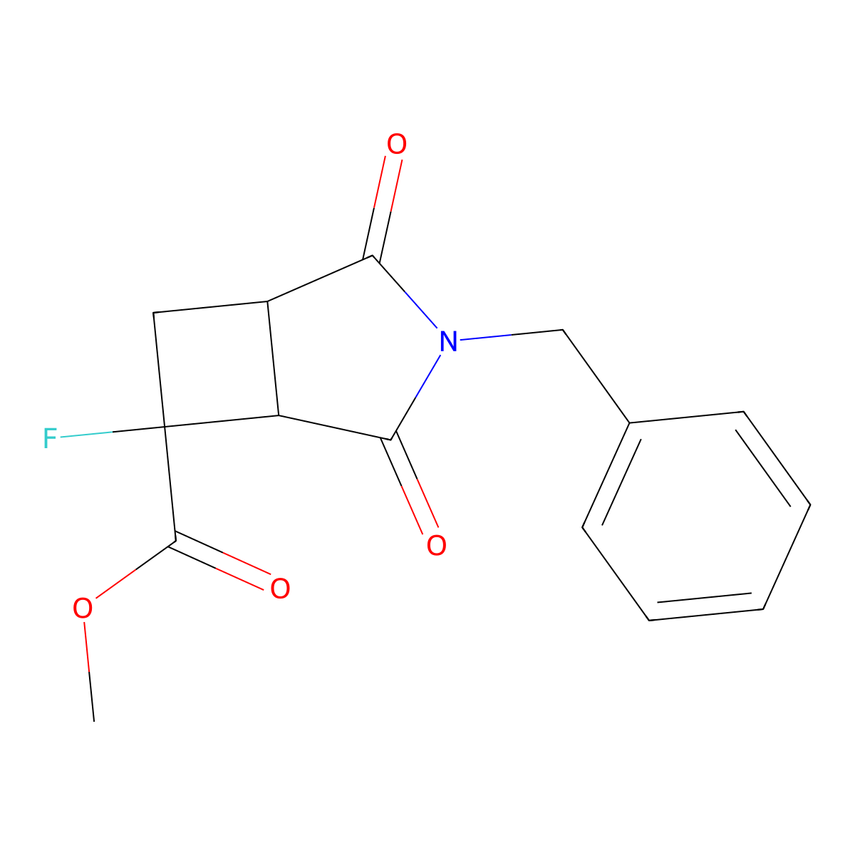 Methyl 3-benzyl-6-fluoro-2,4-dioxo-3-azabicyclo[3.2.0]heptane-6-carboxylate molecular structure, CAS 2386089-27-4