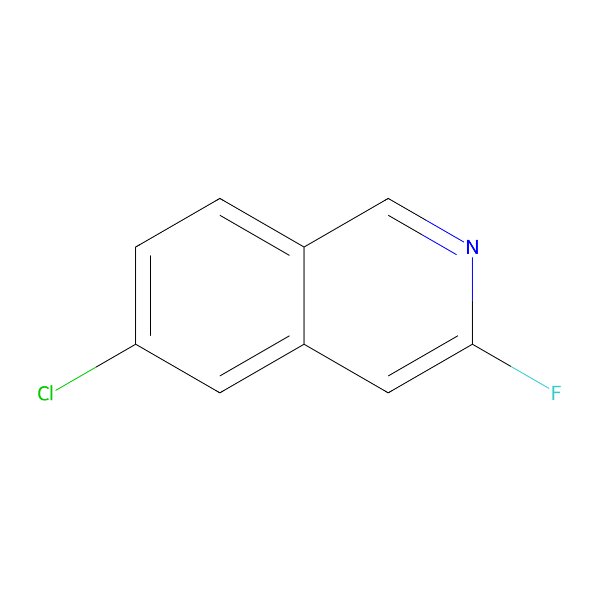 6-Chloro-3-fluoroisoquinoline molecular structure, CAS 2386090-45-3