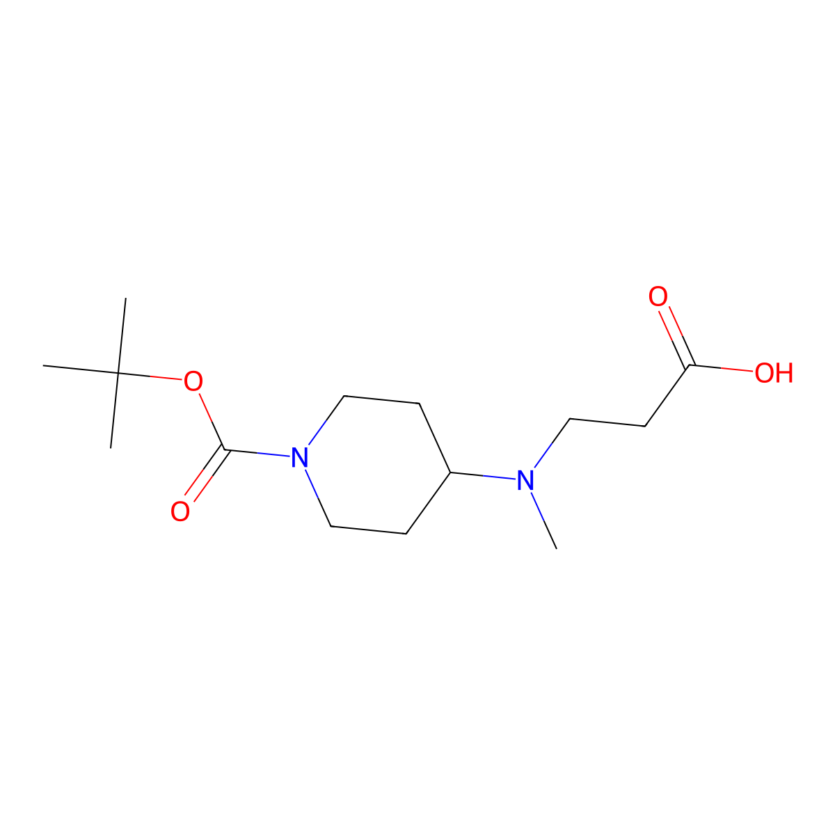 3-({1-[(Tert-butoxy)carbonyl]piperidin-4-yl}(methyl)amino)propanoic acid molecular structure, CAS 2386094-49-9