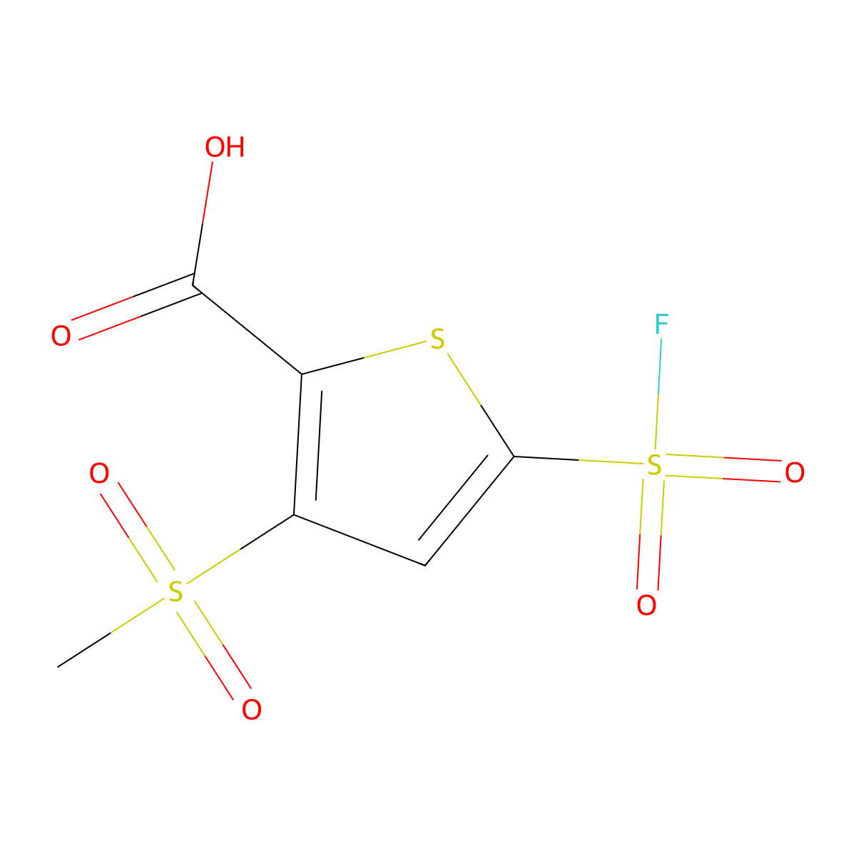 5-(Fluorosulfonyl)-3-methanesulfonylthiophene-2-carboxylic acid molecular structure, CAS 2386109-21-1