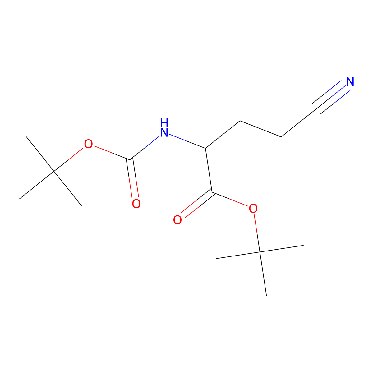 Tert-butyl 2-{[(tert-butoxy)carbonyl]amino}-4-cyanobutanoate molecular structure, CAS 2386110-56-9
