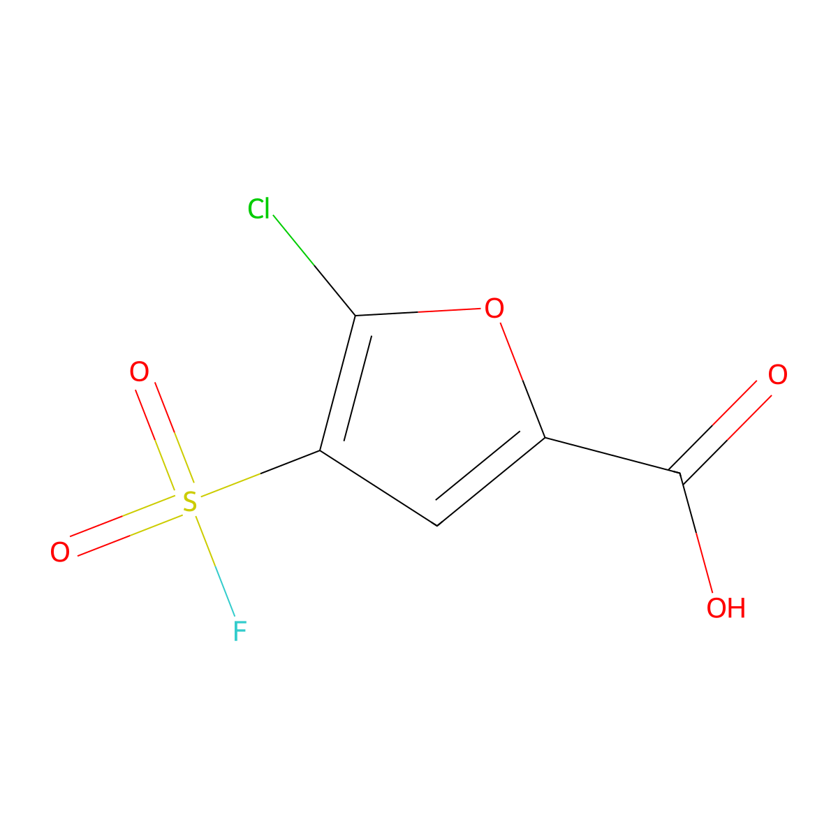 5-Chloro-4-(fluorosulfonyl)furan-2-carboxylic acid molecular structure, CAS 2386114-49-2