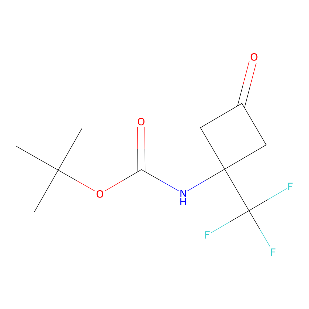 tert-butyl N-[3-oxo-1-(trifluoromethyl)cyclobutyl]carbamate molecular structure, CAS 2386117-40-2